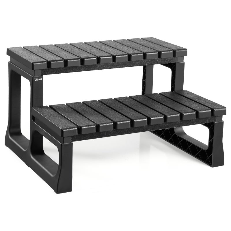 Schodki do Spa VEVOR, 2 Stopnie, Szerokość 610 mm, Tworzywo PP, Nośność 145 kg, Do Tarasu i Patio, Czarne