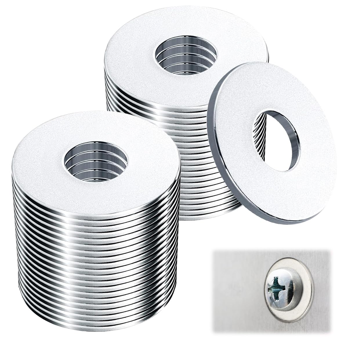 100 sztuk podkładek metalowych M6 x 18 mm, podkładki płaskie stalowe, podkładki płaskie ze stali nierdzewnej, podkładki ze stali nierdzewnej, podkładk