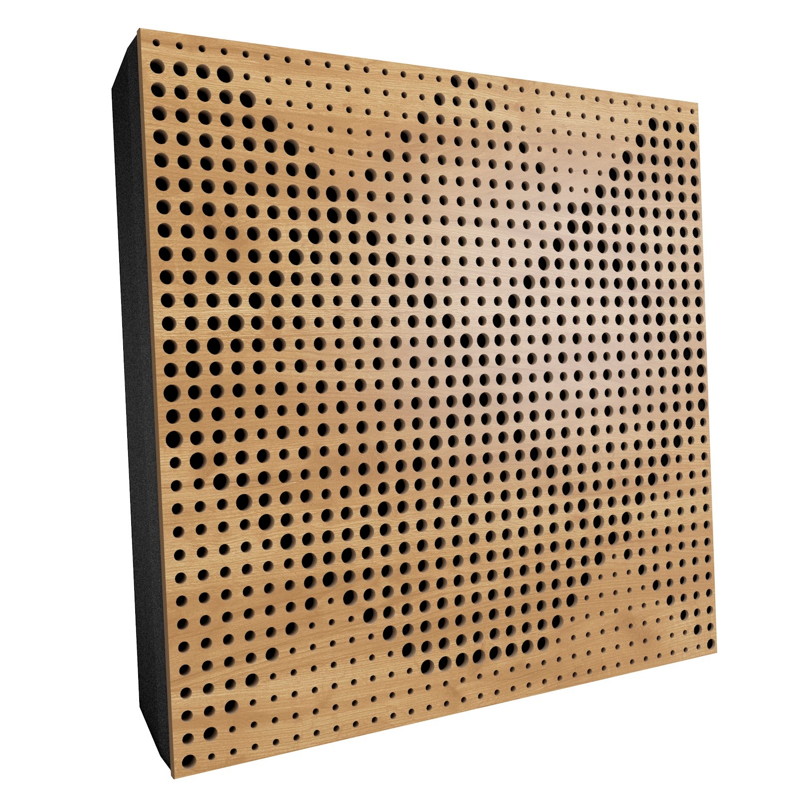 Lot de 2 Panneaux acoustiques WILDS-F décoratifs insonorisants 50x50x5 cm - MDF perforé laminé, tissu et mousse acoustique -Chêne+Noir - 2