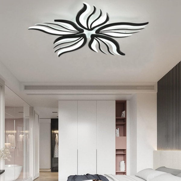 Czarna lampa dekoracyjna w kształcie płatków, białe światło 6000 K, lampa sufitowa LED do sypialni, 75 cm, nowoczesne oświetlenie sufitowe wpuszczane - 4