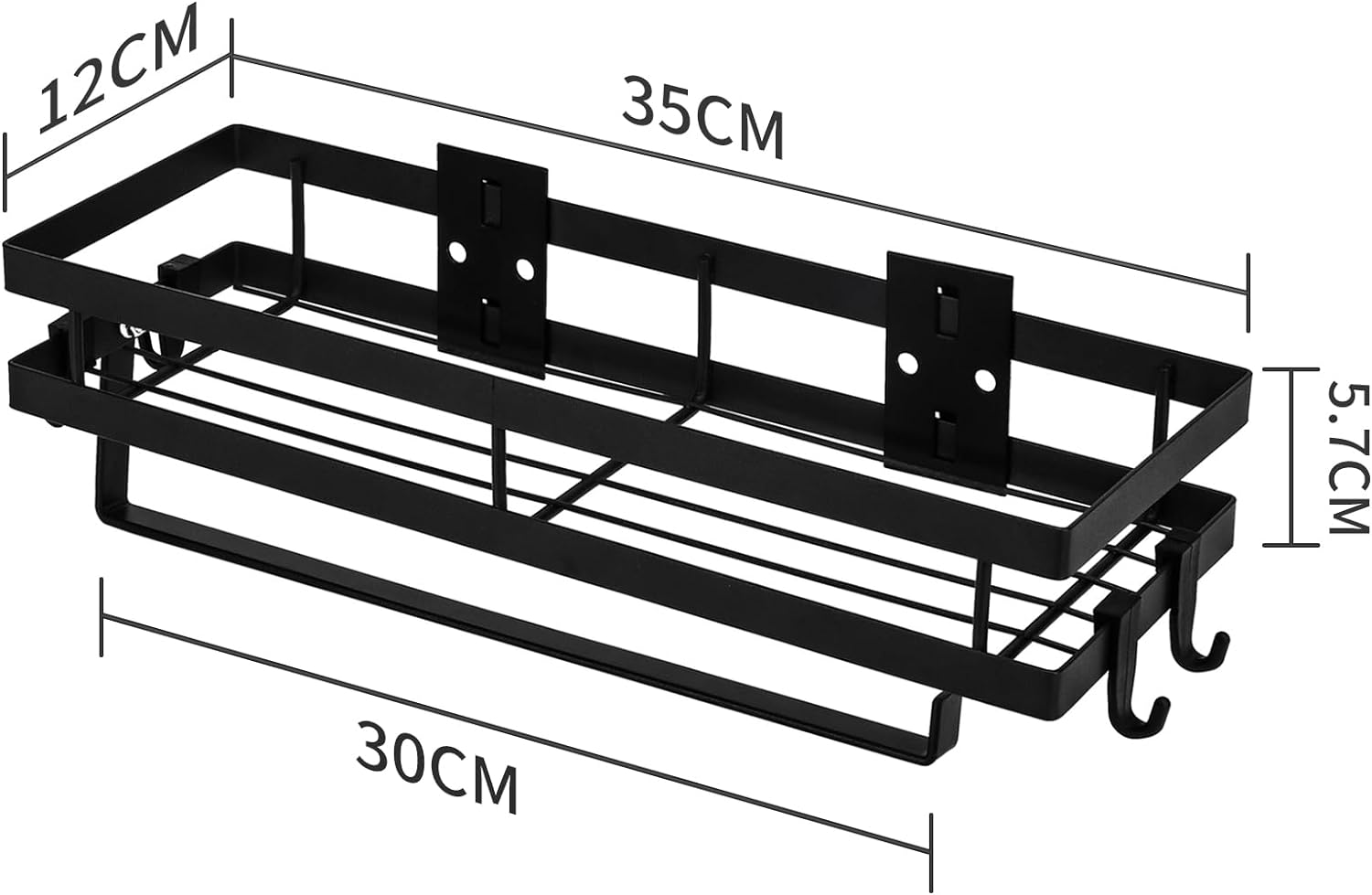 Étagère à épices Murale Avec Rouleau De Papier Essuie-tout Et Crochets – Étagères De Cuisine Murales Pour Assaisonnement Et Rangement Suspendu
