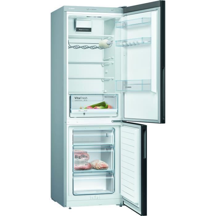 Réfrigérateur-congélateur Bosch Série 6 - 186 Cm - Classe A+++ - 161 KWh/an - Inox - Compartiment VitaFresh - LowFrost - Éclairage LED - 4