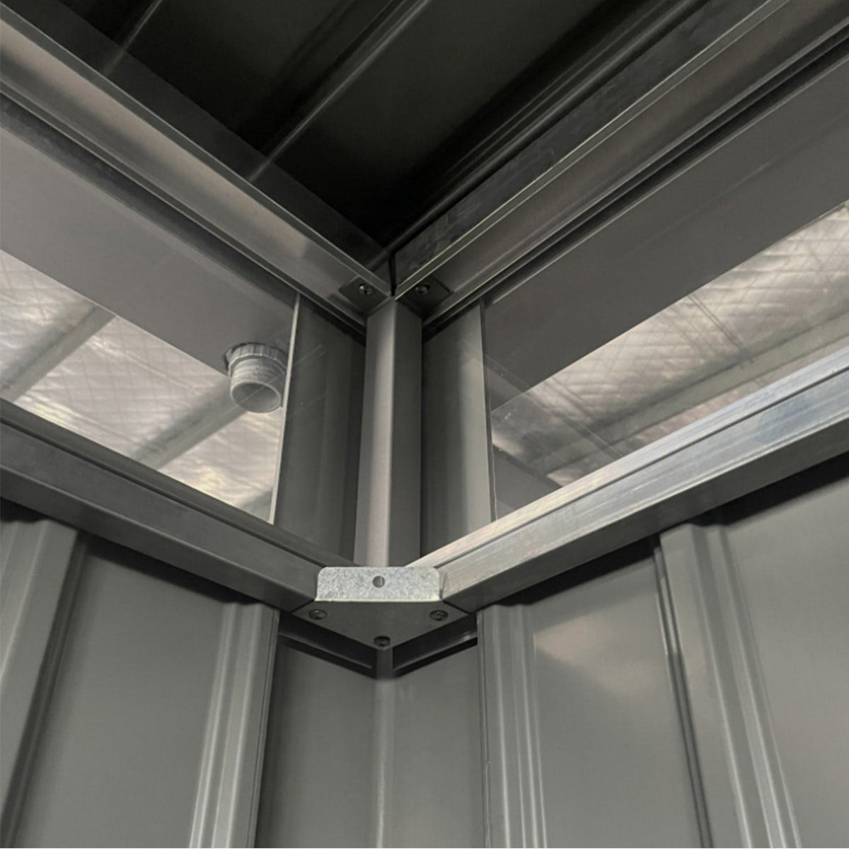Abri de jardin moderne gris anthracite toit plat en acier galvanisé - 7