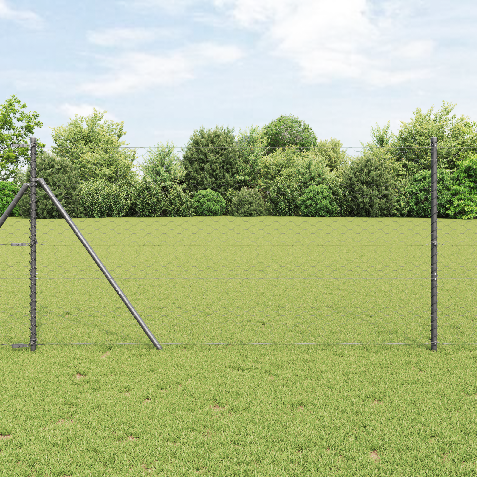 Słupek ogrodzeniowy. Szary 10 x 1,2 m (siatka 50 mm) Stal i PVC vidaXL