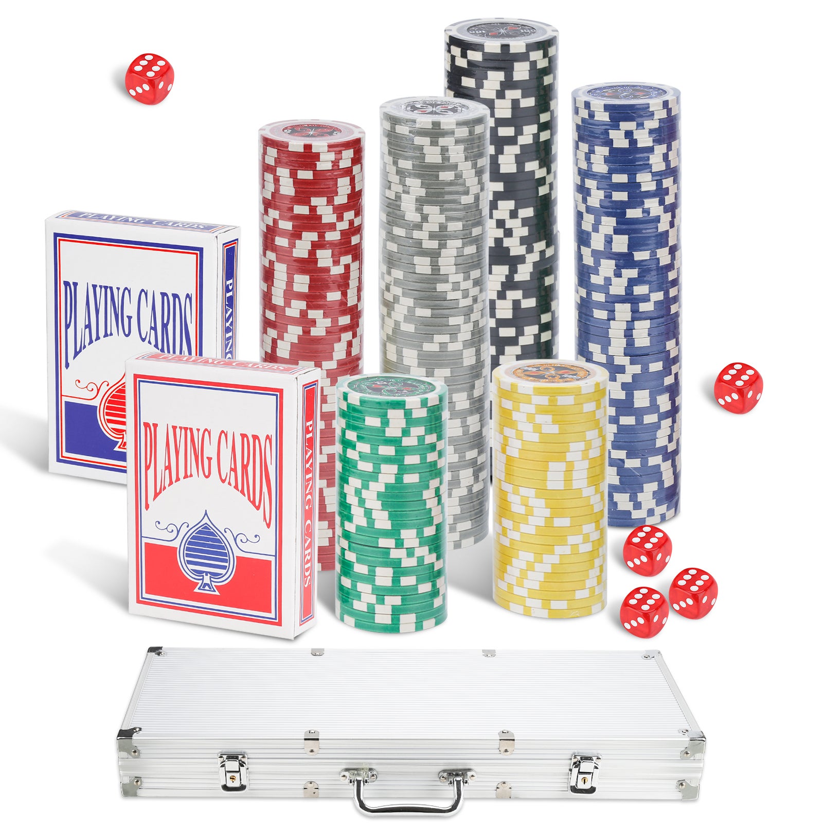 Set De Poker Complet ISDI En Boîte Métal Élégante - 200 Jetons, 2 Decks, Tapis De Jeu Et Accessoires