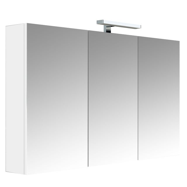 Armoire miroir de toilette éclairante 3 portes 120 cm blanche Juno 2