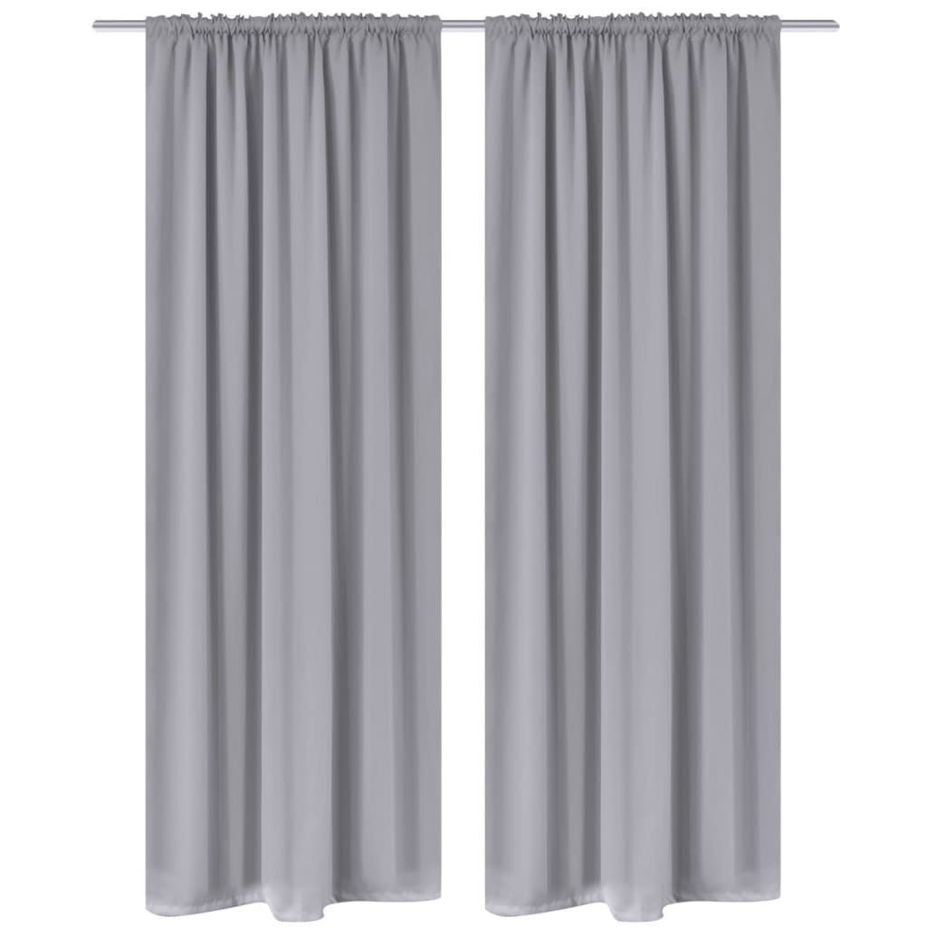 2 cortinas grises oscuras con jaretas, blackout 135 x 245 cm cfw65330