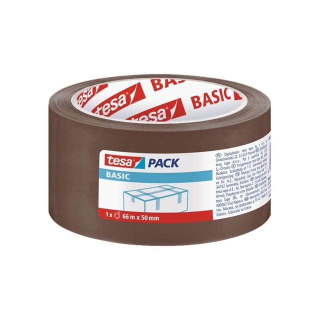 Cinta adhesiva tesa marron basic 66 mt x 50 mm para embalaje