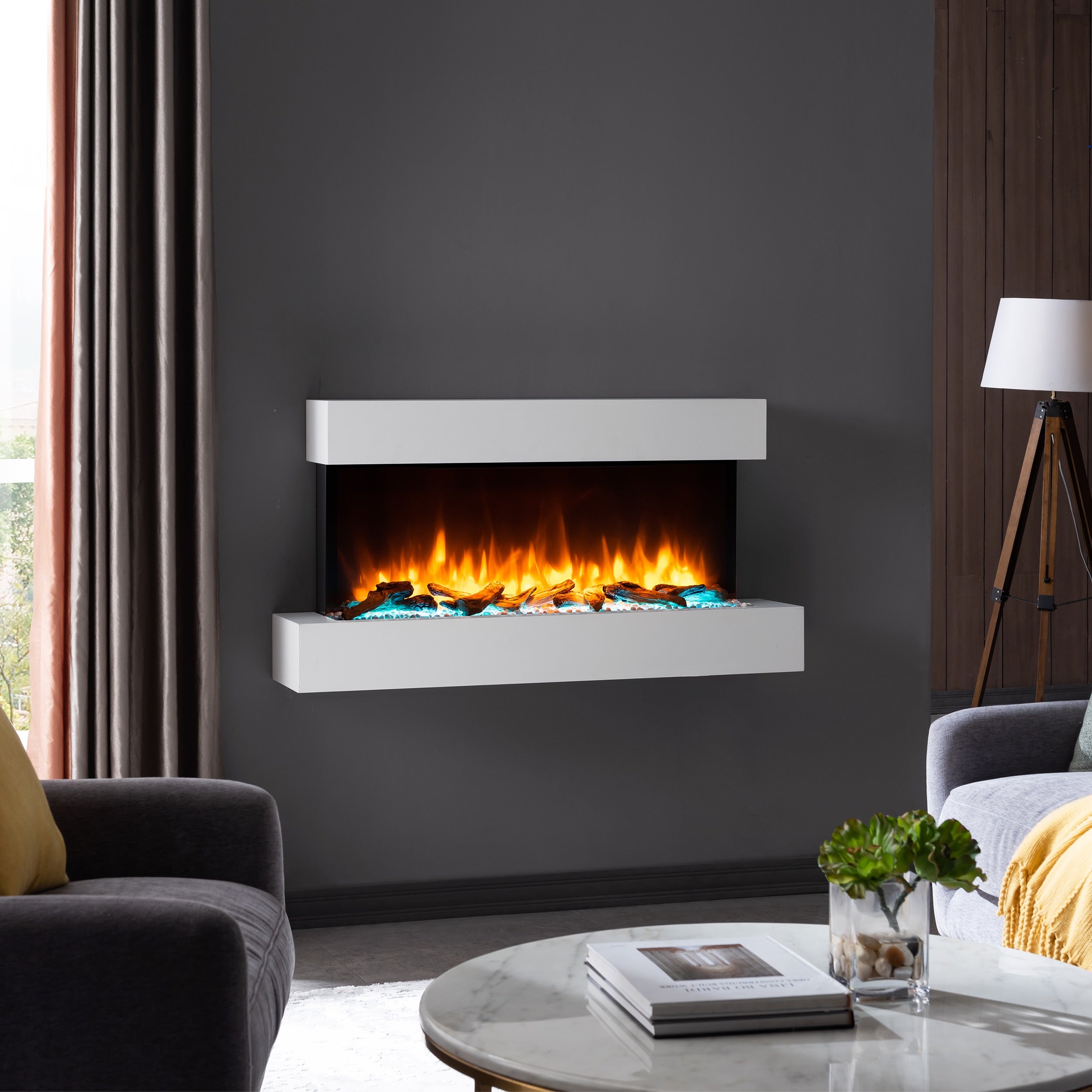 Chimenea eléctrica BALDERIA Ignis - Chimenea de pared - Blanca - 2