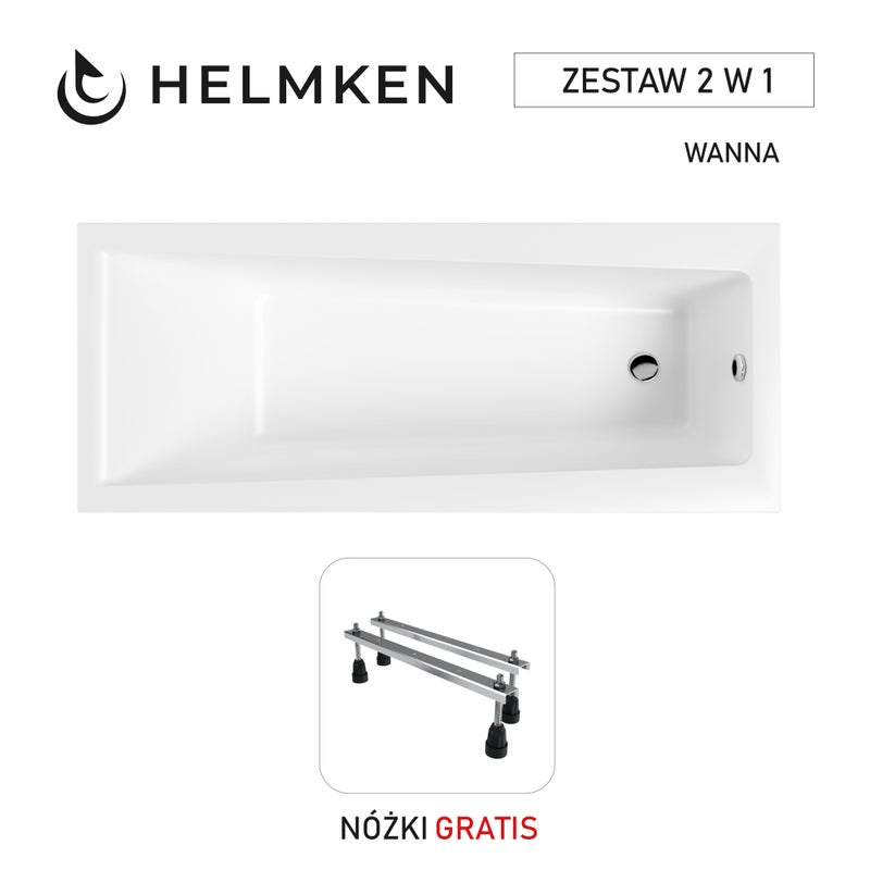 Wanna akrylowa Helmken Versailles 170x75 z akrylu lanego ze wzmocnionym korpusem / 35070075