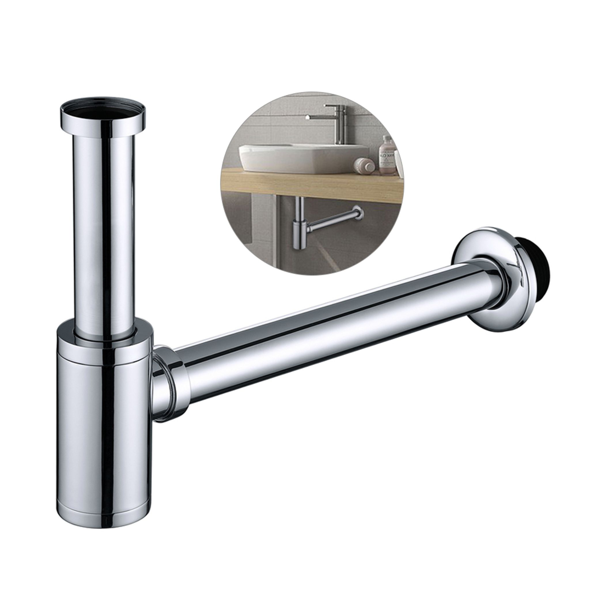 Siphon De Lavabo Ibergrif En Acier Inoxydable - 1-1/4x32mm, Réglable Et Anti-Odeurs - Chromé Argent