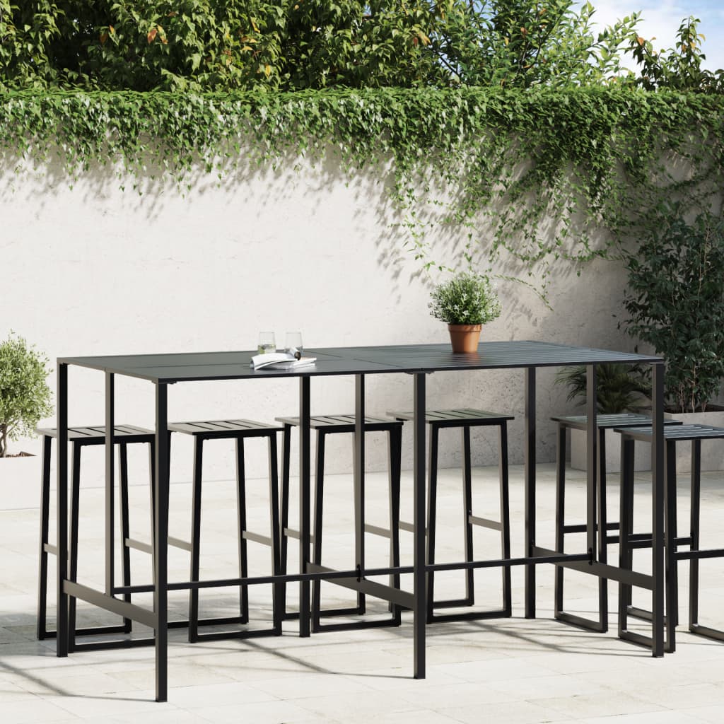Table haute mange-debout en acier thermolaqué noir 200x100x110 cm - 2