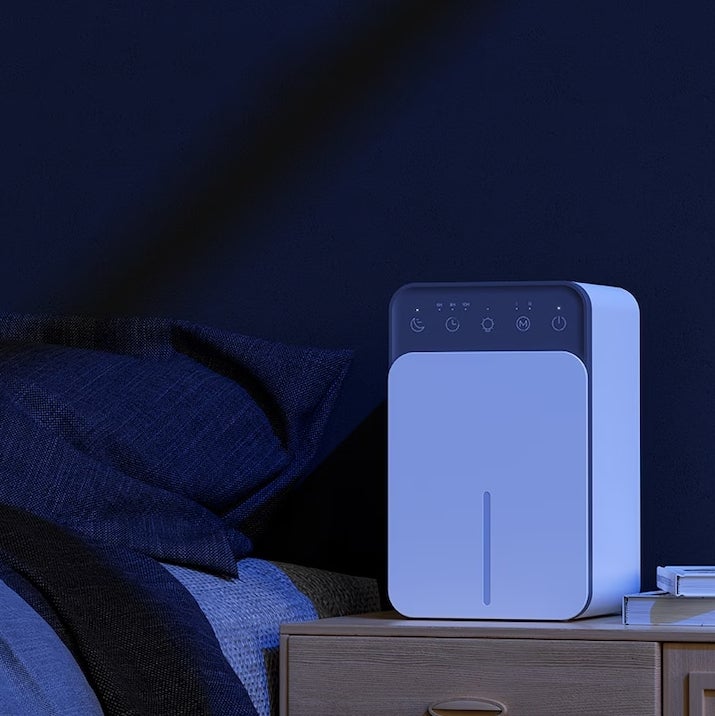 Deshumidificador, absorción de humedad y secado, recordatorio de tanque lleno, luz nocturna, temporizador, funcionamiento silencioso, blanco - 5