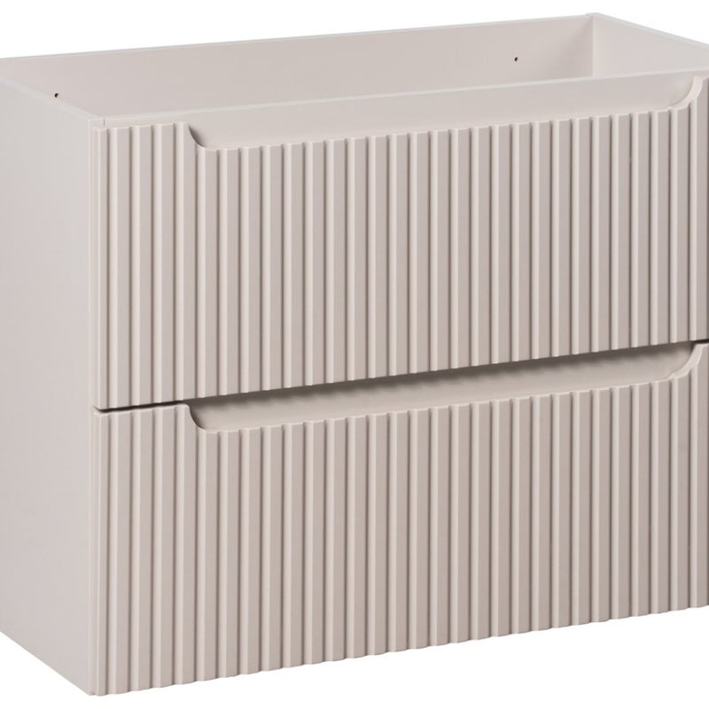 Szafka łazienkowa NOVA 80 cm kaszmir pod umywalkę wisząca ryflowane fronty 2 szuflady