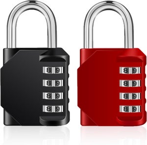 Lucchetto A Combinazione 4 Cifre Con Grillo Corto, In Lega Di Zinco E Acciaio, Per Armadietti Scolastici, Palestre E Recinzioni, Nero - 3