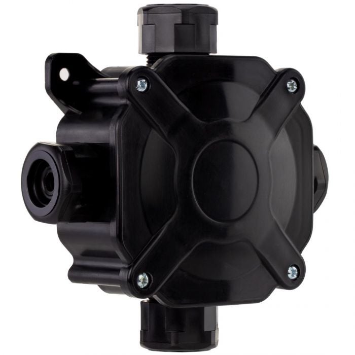 Puszka instalacyjna z dławikami PG16 natynkowa 75x75x33mm hermetyczna IP67 ze złączkami czarna
