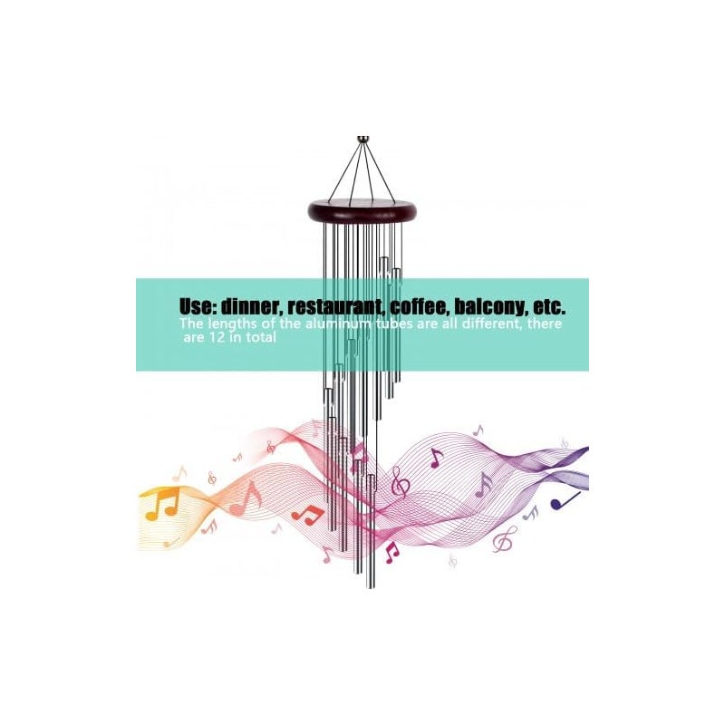 Dekoracyjne dzwonki wietrzne, zewnętrzne dzwonki wietrzne z 12 aluminiowymi rurkami, zewnętrzne dzwonki wietrzne do ogrodu i domu