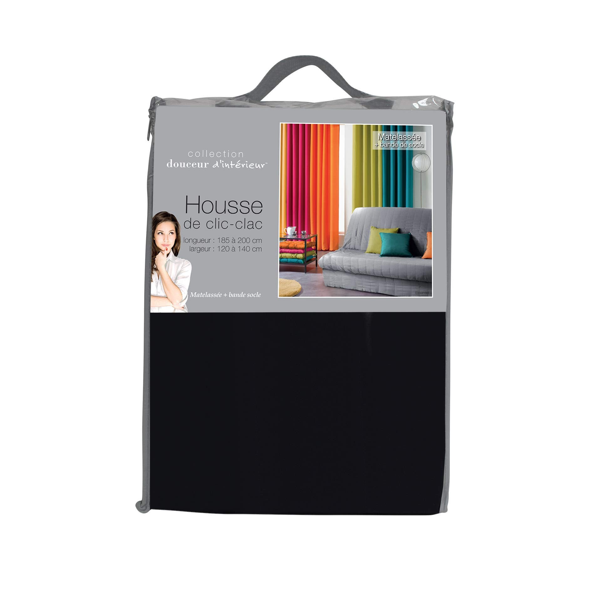 Housse de clic-clac matelassée - Noir - 140x200 cm - Polyester - 6