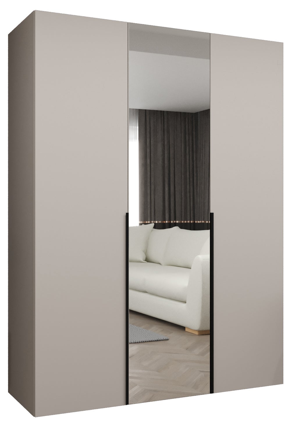 Szafa uchylna otwierana Alicante 2 150 x 52 x 202 cm kaszmir + u. czarny Abiks Meble