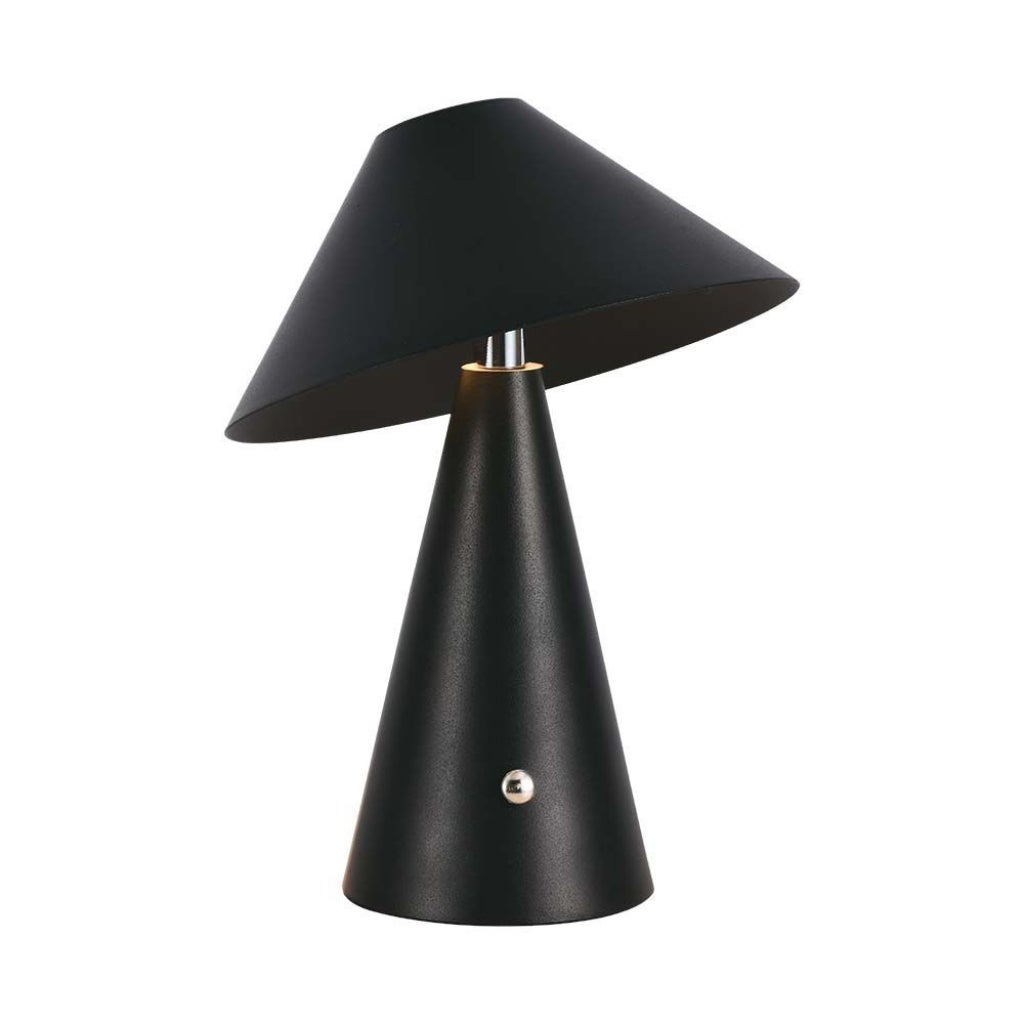 Lampa stołowa LED 3W, kolor czarny, metalowa, ładowalna, z funkcją dotykową USB-C, ściemnialna, 3 w 1