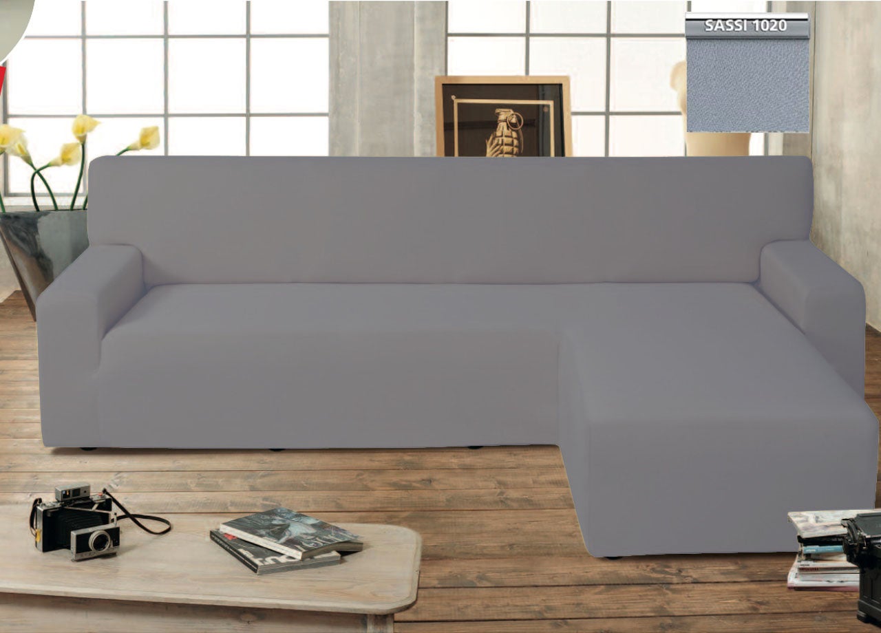 EURHOWNG Copridivano Universale A Forma Di L - Elasticizzato E Antiscivolo Per Divano Componibile Con Chaise Longue - Grigio Chiaro (88% Poliestere, 12% Spandex) - 2
