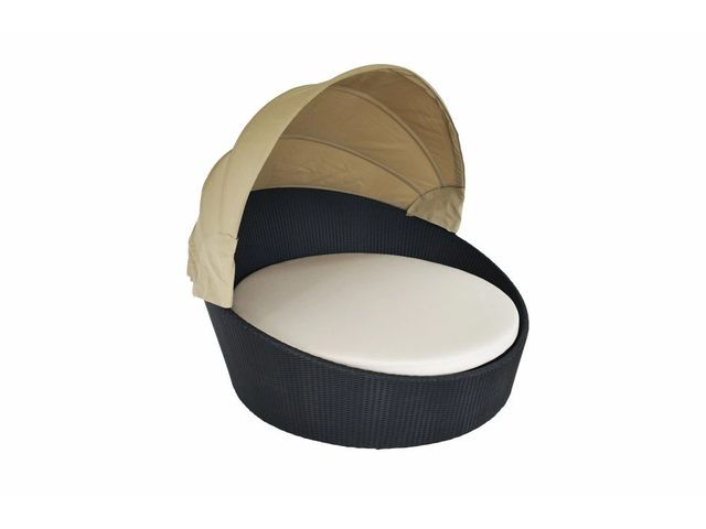 Cama balinesa de jardín con dosel de ratán Ø158 cm tumbona exterior