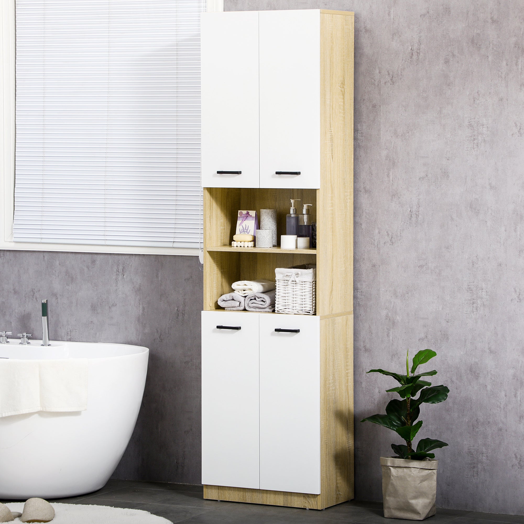 Kleankin Mobiletto Pensile Bagno 60 X 10 X 48cm, Con Specchio E 3 Ripiani, Armadietto A Parete In Mdf Bianco | Leroy Merlin - Foto 7