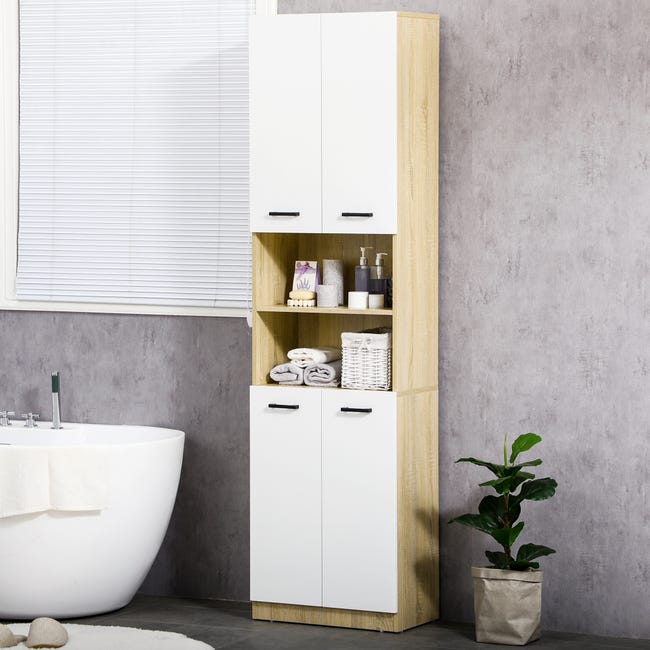 Kleankin Mobiletto Pensile Bagno 60 X 10 X 48cm, Con Specchio E 3 Ripiani, Armadietto A Parete In Mdf Bianco | Leroy Merlin - Foto 7