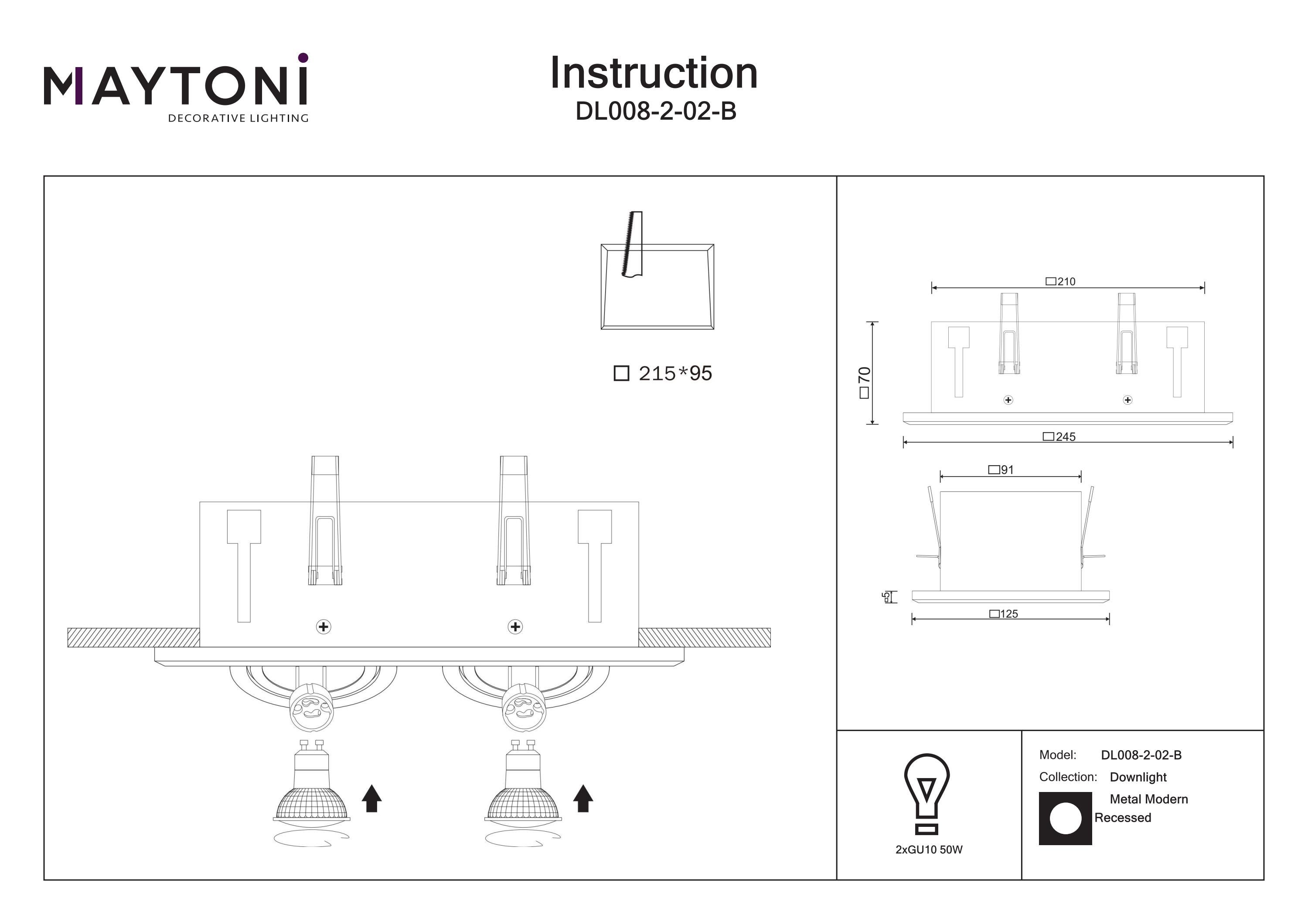 Spot encastrable technique moderne en métal Spot encastrable en métal noir 50 W IP 20 AC 220-240 GU10 non inclus. - 5