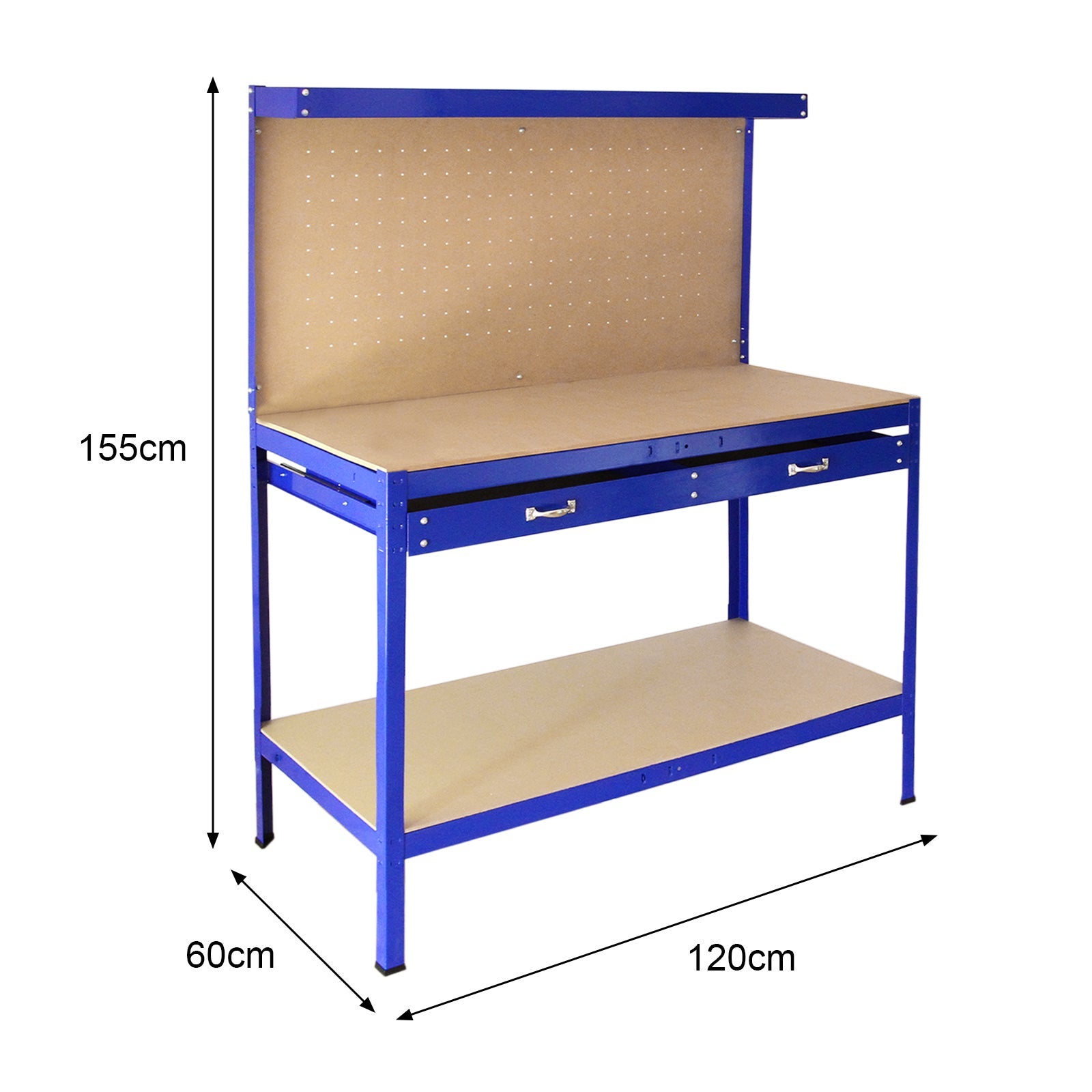 Établi de Travail en Acier Bleu Robuste & Panneau Perforé 120 x 60 cm Capacité de 370 kg Assemblage Facile Sans Boulons - 5