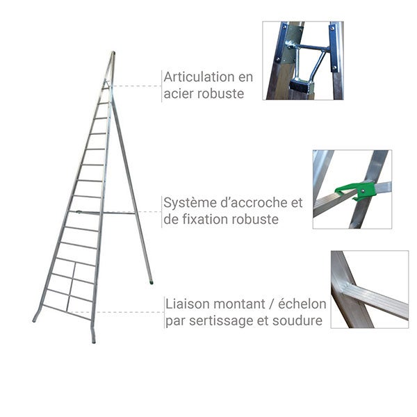 Echelle fruitière 15 barreaux - Hauteur cueillette max. 5.83m - AG500 - 3