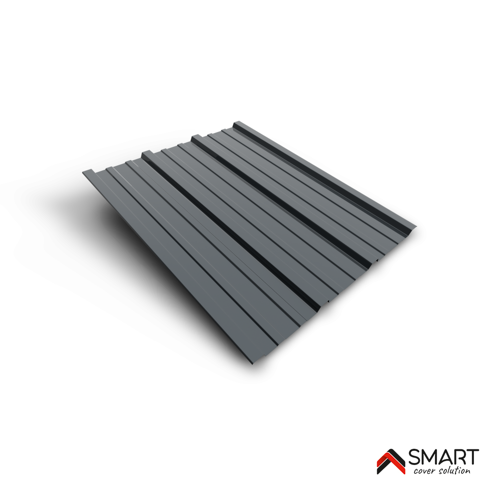 Tôle bac acier - Toiture - Couverture - plaque TR25 Coloris Gris Anthracite RAL 7016 Dimensions 1200x895x0.50mm - 4