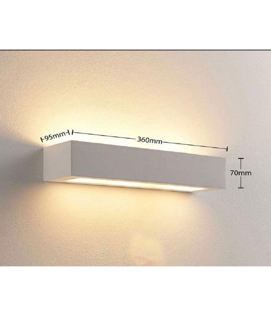 Trade Shop - Applique Parete In Gesso Rettangolare Doppia Emissione E14 Verniciabile Ip20 E06 - - 4