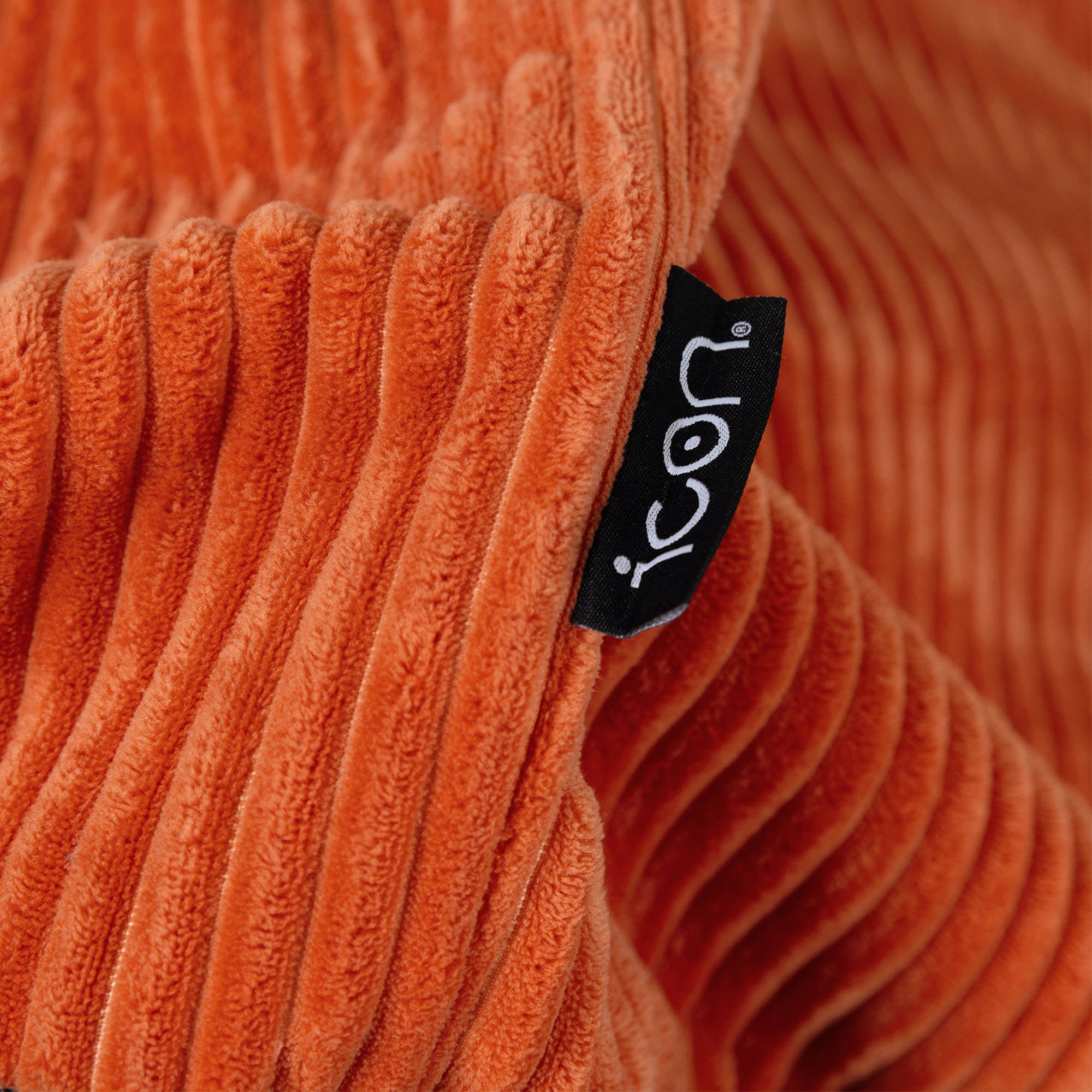 Pouf Icon in velluto a coste terracotta arancione, soggiorno, camera da letto, 85x85 cm, Made in Germany, Oeko-Tex® - 7