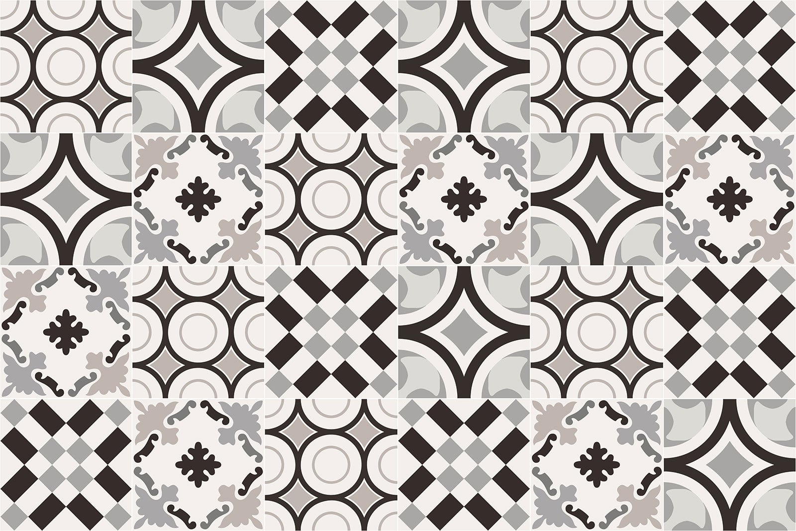 Crédence adhésive sticker pour cuisine - Effet carreaux de ciment - Adhésif BRILLANT - 60x90 cm - 2