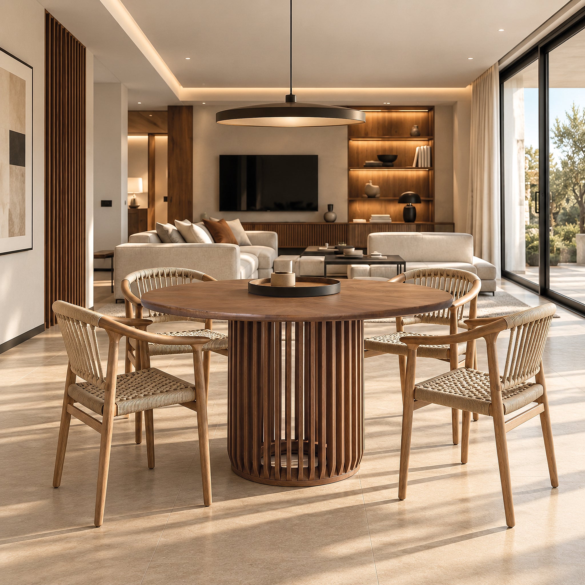 Table de Salle à Manger en Bois de Manguier 120 cm Style Contemporain ...