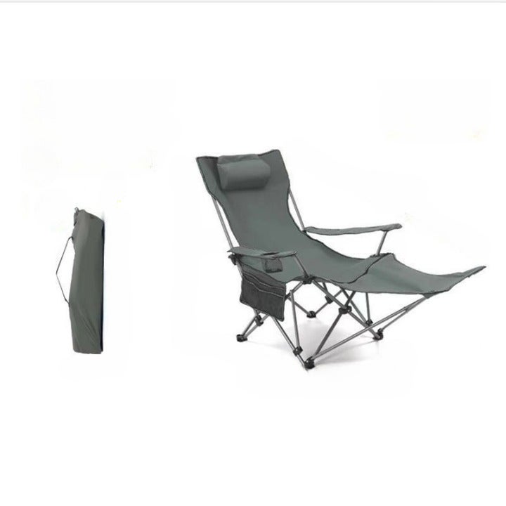Lekki składany fotel wypoczynkowy, przenośny fotel kempingowy, krzesło plażowe, do wędkowania i wypoczynku w domu, szary, 165*50*90 cm, bardzo długi