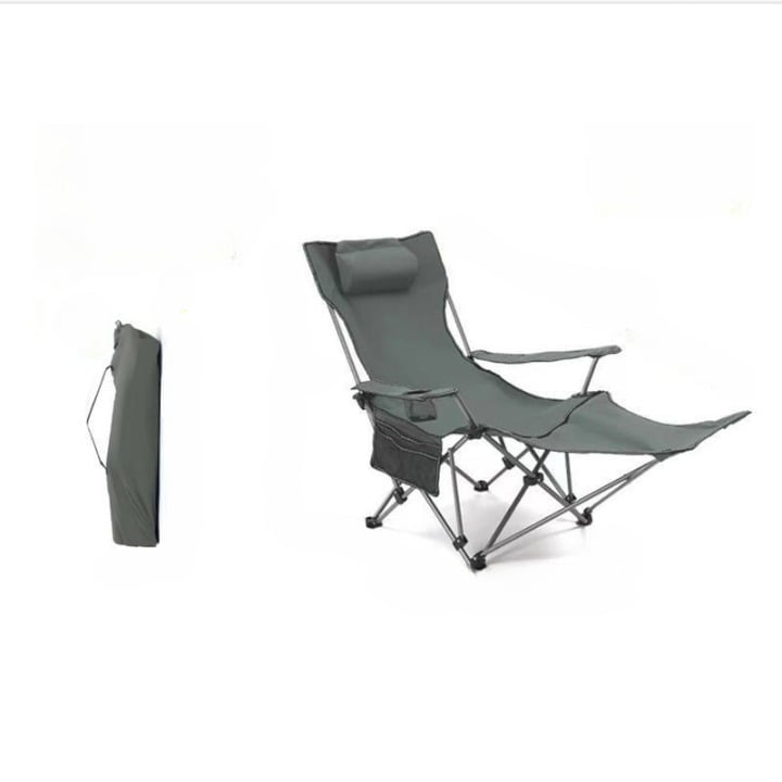 Lekki składany fotel wypoczynkowy, przenośny fotel kempingowy, krzesło plażowe, do wędkowania i wypoczynku w domu, szary, 165*50*90 cm, bardzo długi