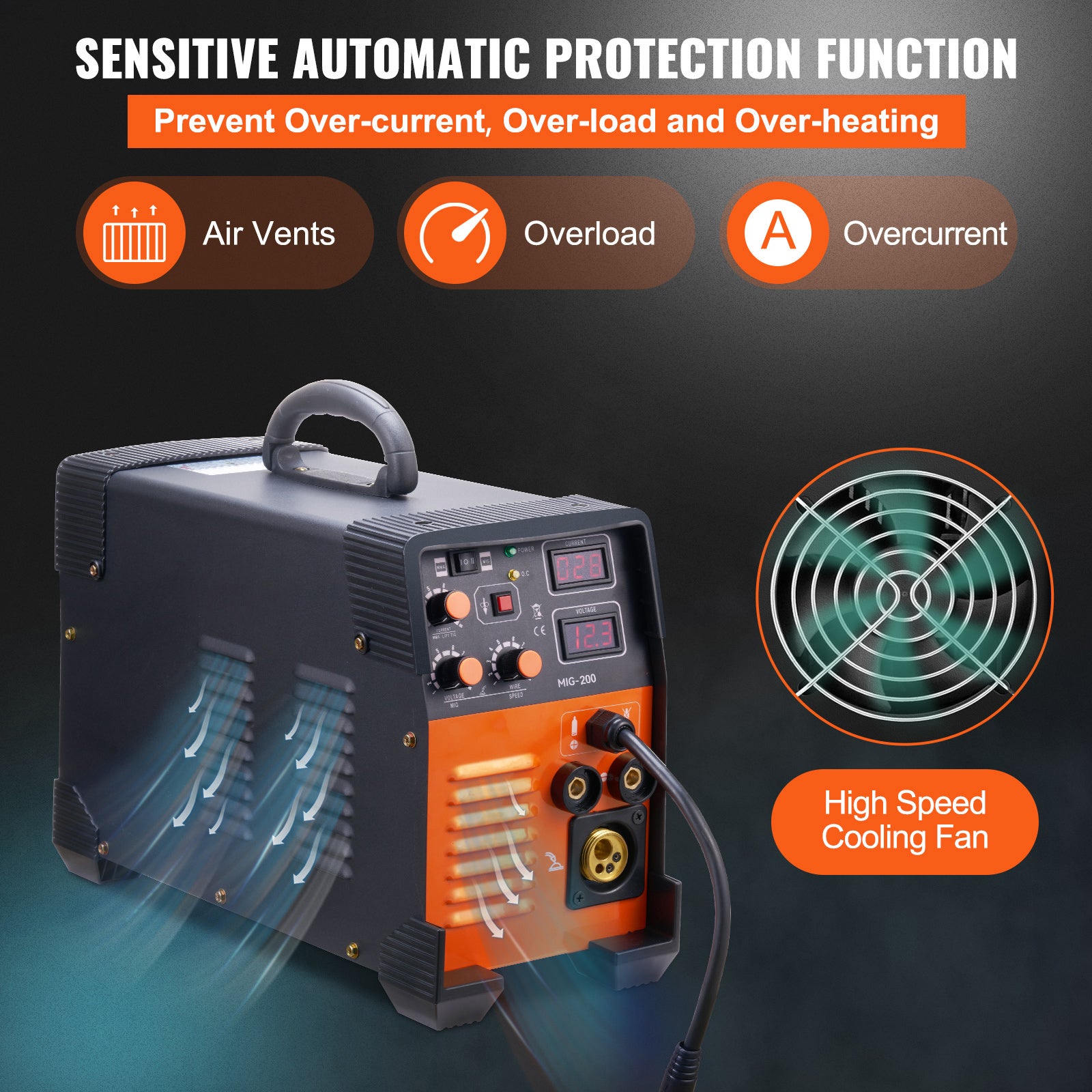 Soudeur MIG 200 Amp 3 en 1,SucceBuy soudeur à l'arc MIG TIG,écran digital,onduleur IGBT DC,220V,rouge - 8