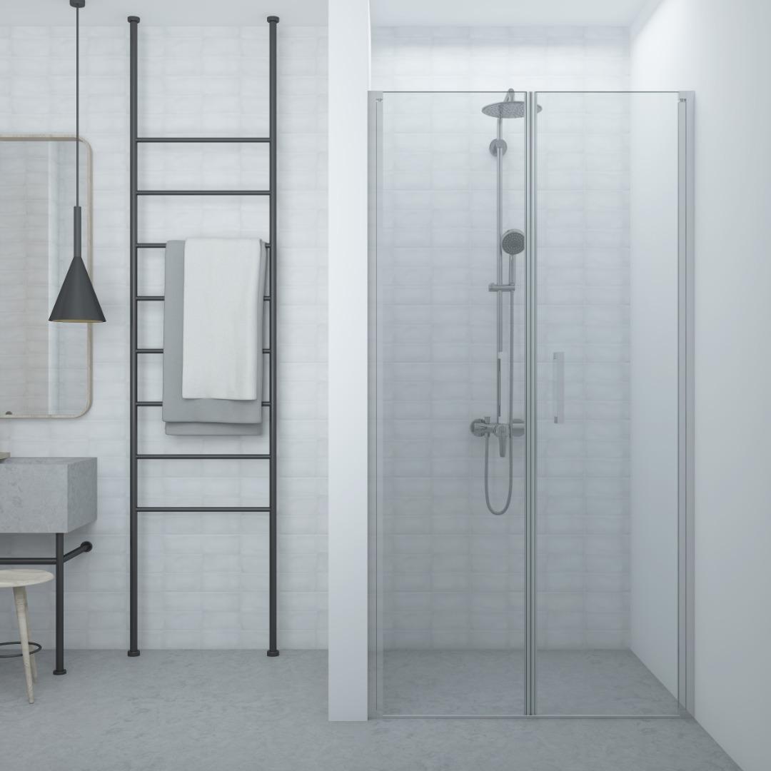 Porte De Douche Coulissante Idralite Saloon – 160cm, Verre Anti-calcaire, Aluminium