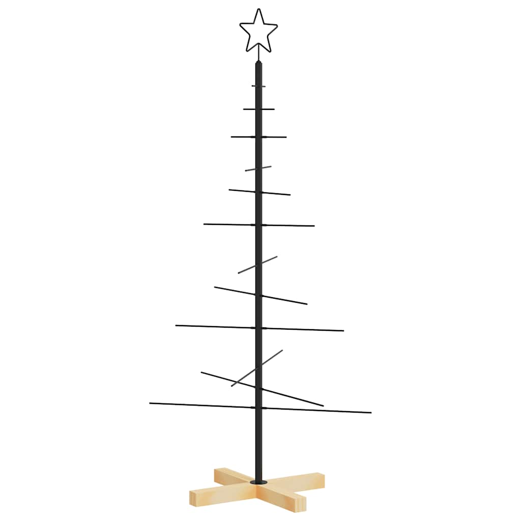 Sapin de Noël en métal avec base en bois noir 120 cm - Structure acier ...
