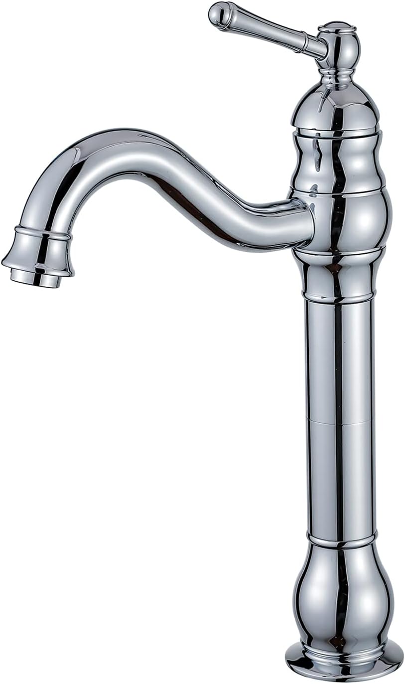 Wysoka, chromowana bateria łazienkowa w stylu retro, obrotowa 360°, mieszacz mosiężny, wysoka wylewka.