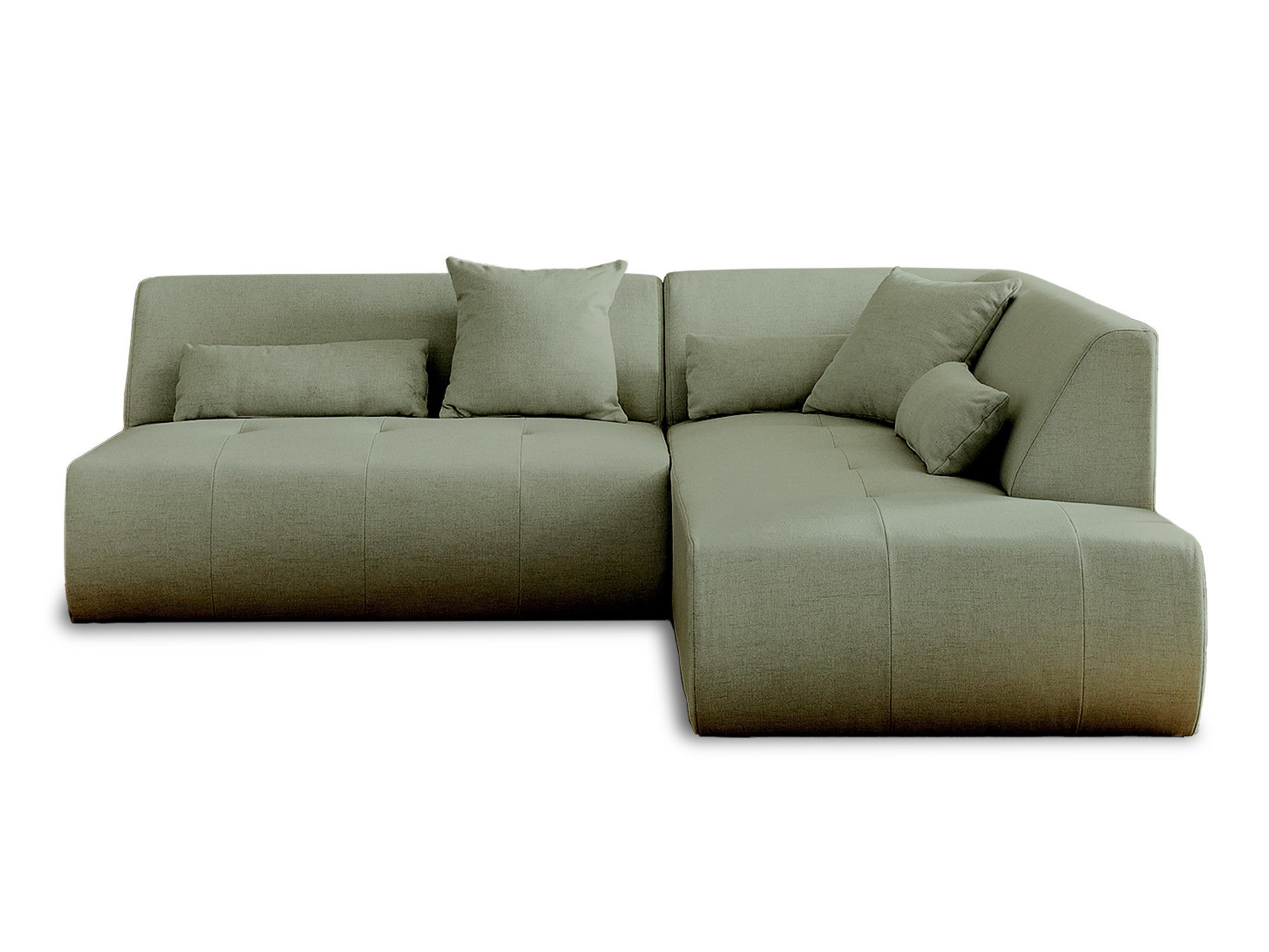 Canapé modulable 5 places angle droit en tissu vert sauge - ONYX - Best Mobilier - 7