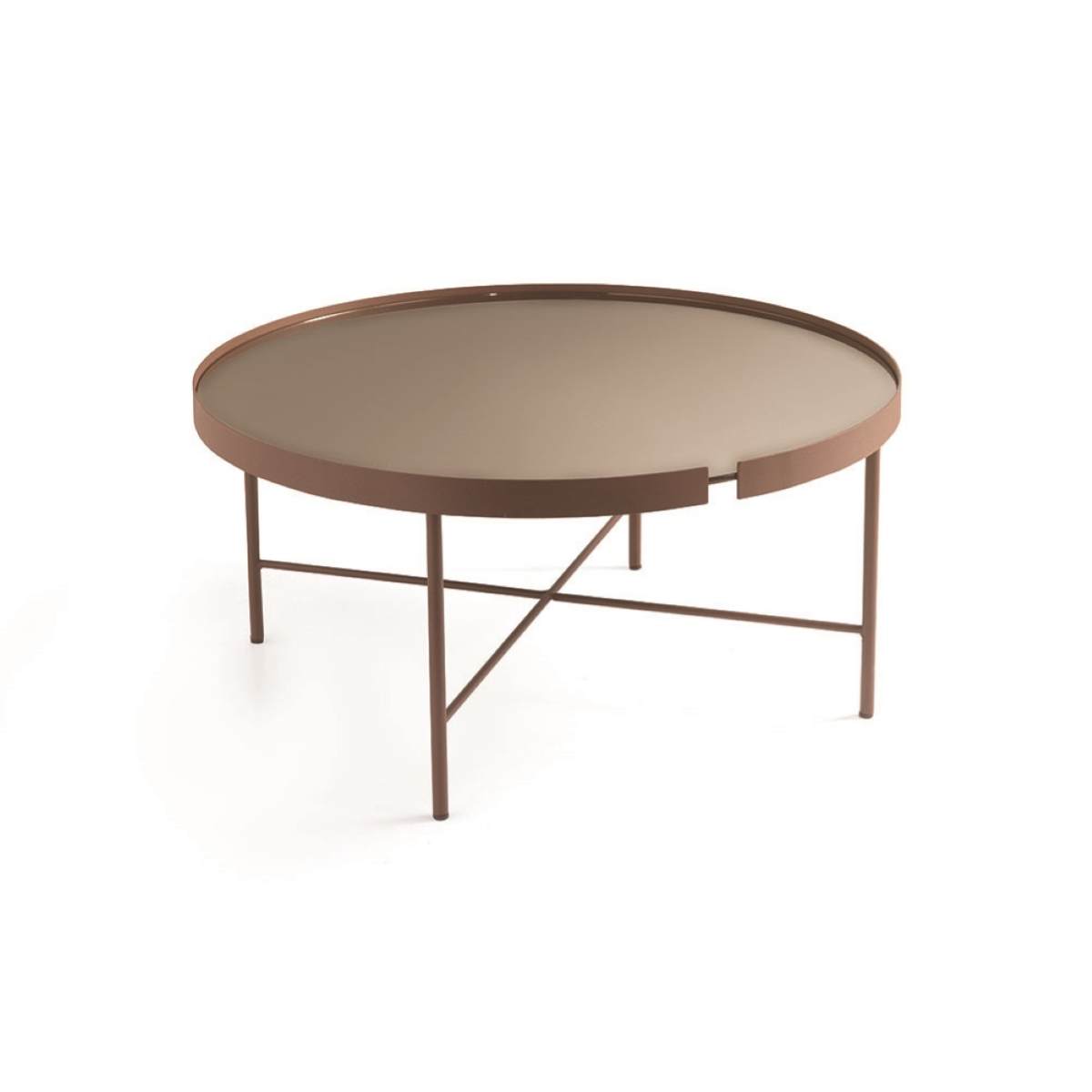 Tavolino Rotondo Moderno In Metallo Oro - 40,5x50 Cm Con Treppiede - Foto 7