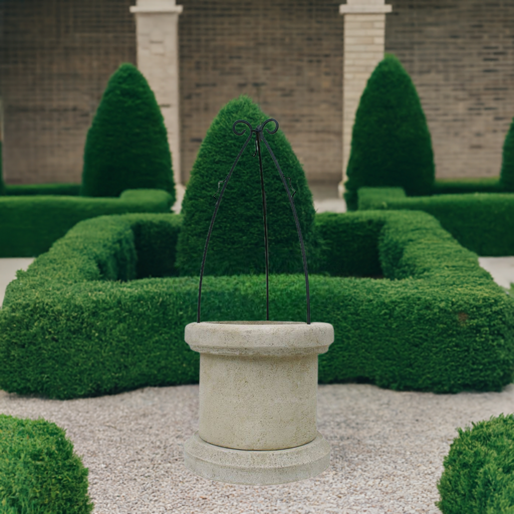 Puits de Jardin Décoratif en Béton Pierre 70x70x169cm. - 4