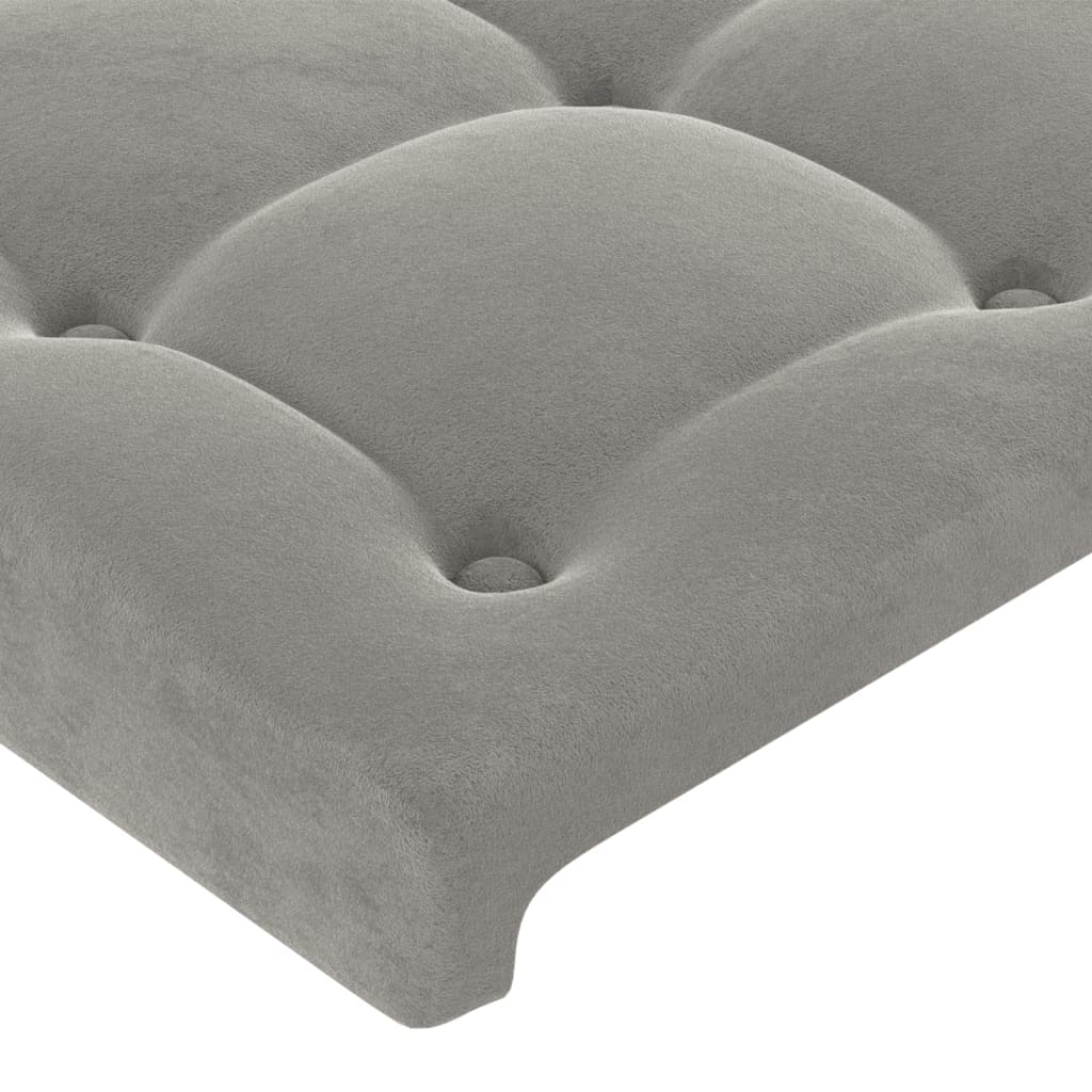 Cabecero，Cabecero de cama，Panel de Cabecera con orejas de terciopelo gris claro 203x23x118/128 cm CFW67137 - 4
