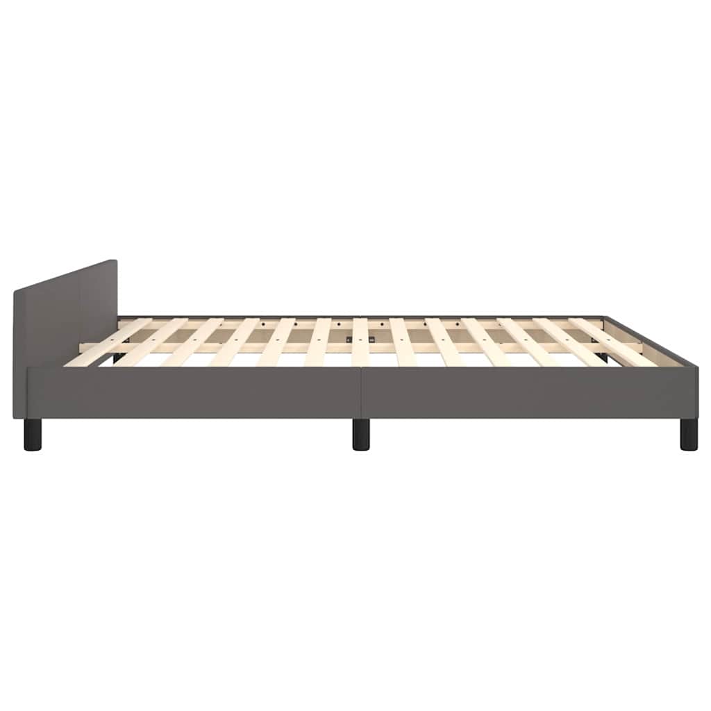 Cadre de lit avec tête de lit sans matelas gris 180 x 200 cm - 6