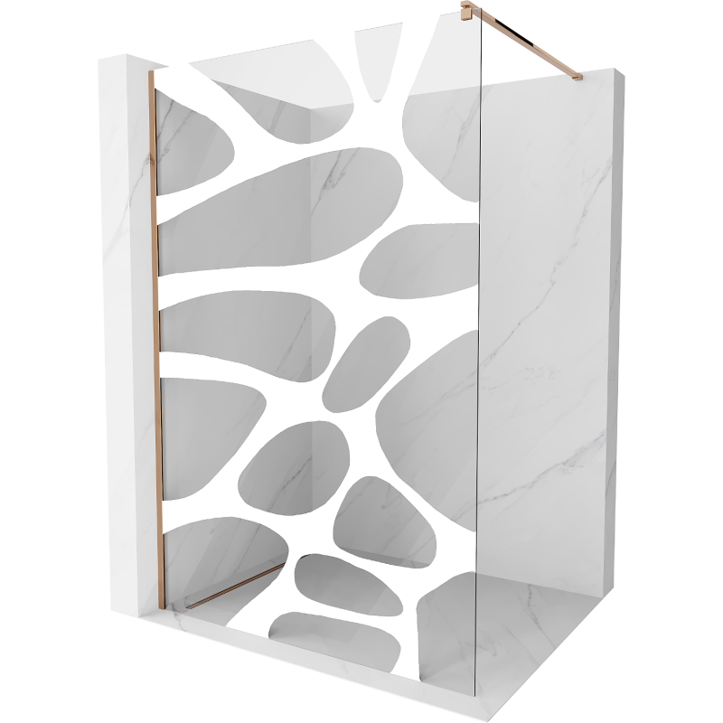 Mexen Kioto ścianka prysznicowa Walk-in 110 x 200 cm, biała fala 8 mm, różowe złoto - 800-110-101-60-97