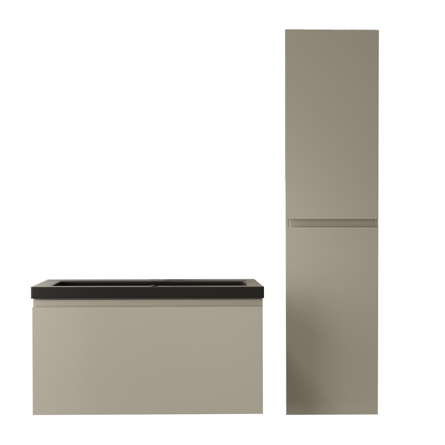 Muebles de baño suspendidos con lavabo negro 80 cm con columna greige - lomazoo sorrento