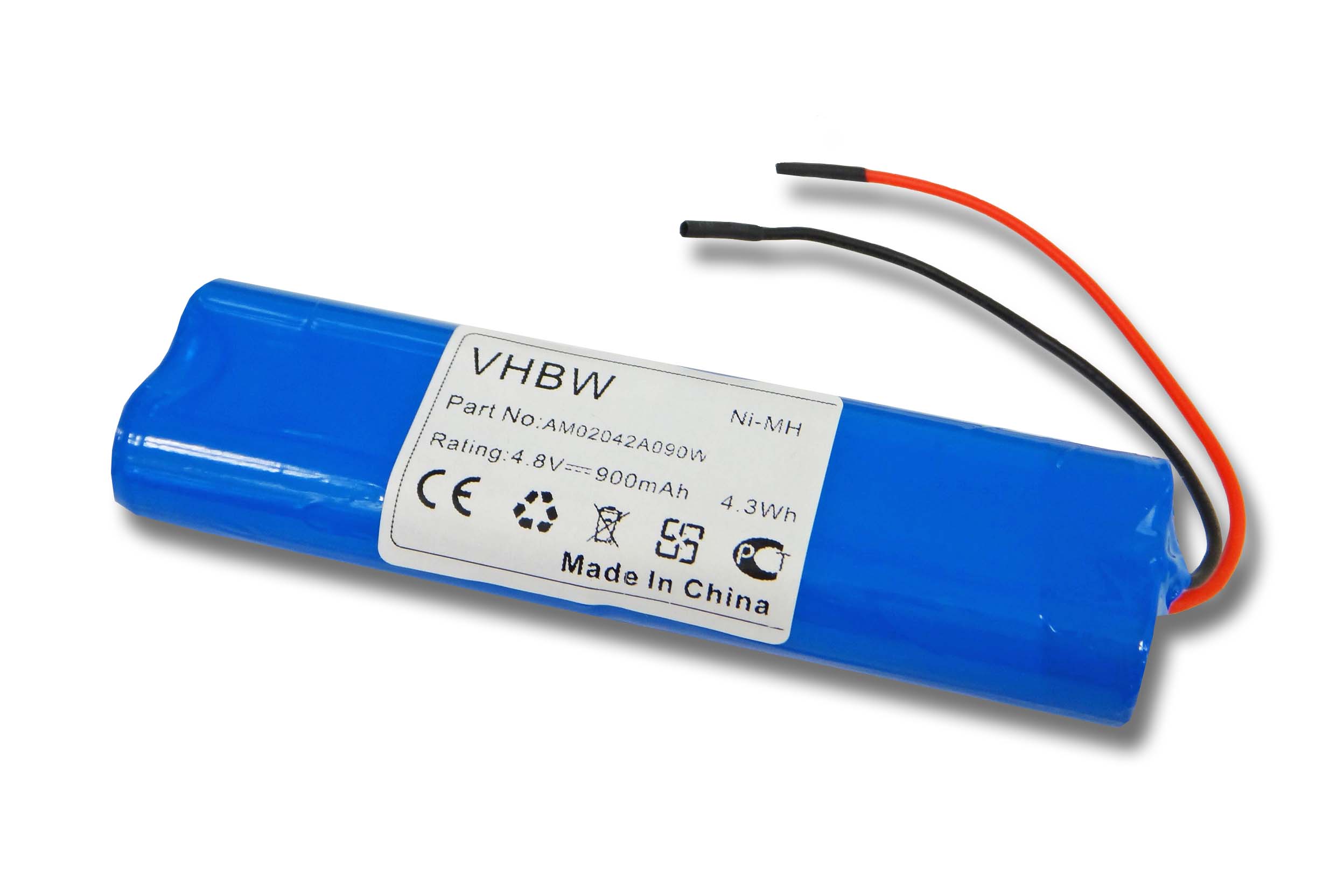 vhbw Batterie compatible avec Beltrona ELRD4AA900 éclairage d'issue de secours (900mAh, 4,8V, NiMH) avec câble de raccord - 2